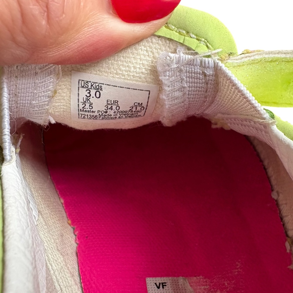 Vans Slip-On V Low Tops Casual Skateboarding Shoes Neon Green & Pink, Size 3 - Picture 8 of 8